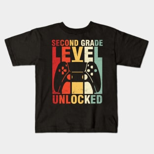 Gamer Student Second Grade Level Unlocked Back To School Day Kids T-Shirt
